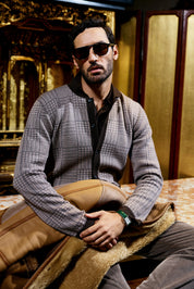 Prince of Wales Polo Cardigan - Chocolate