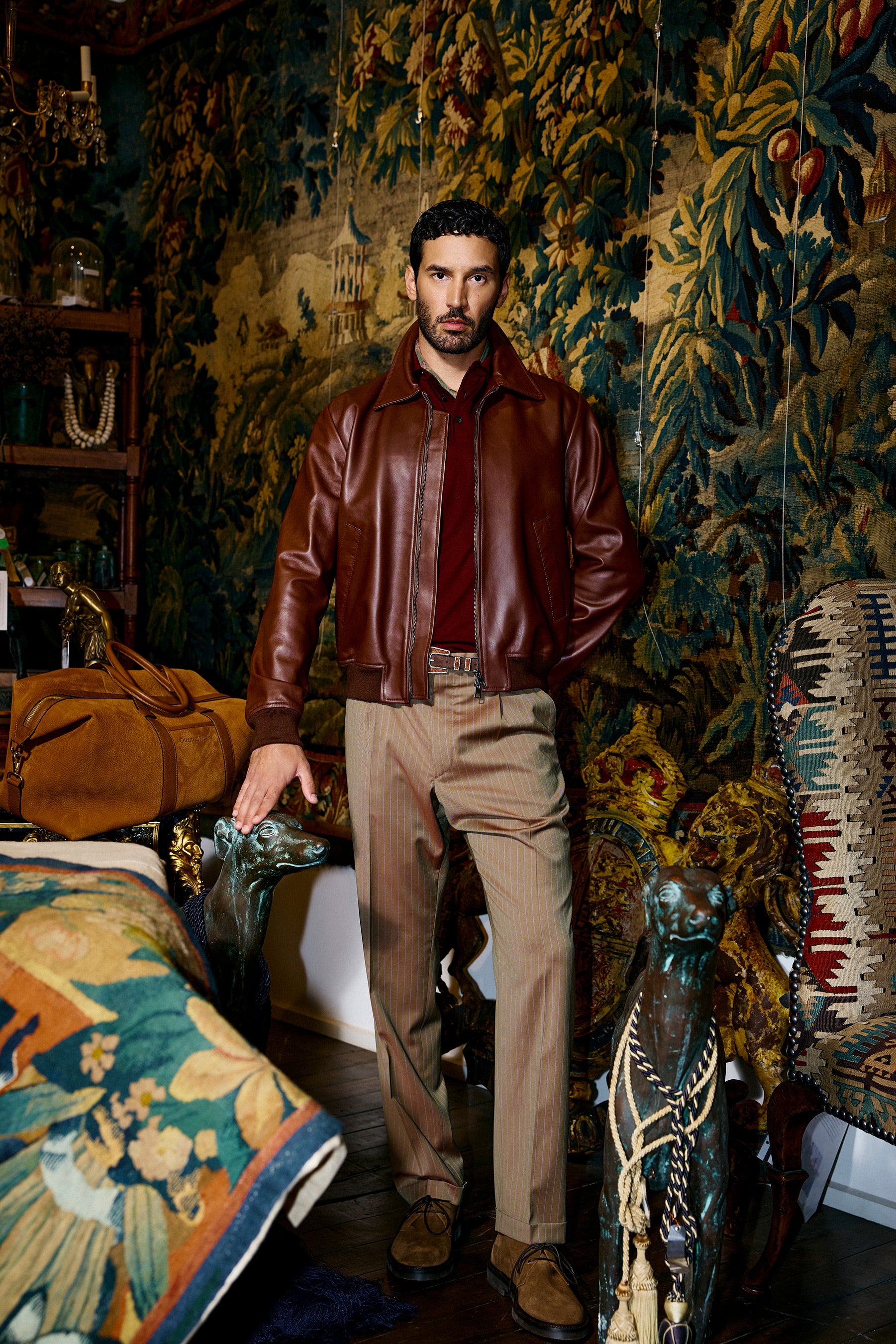 Leather Bomber - Burnt Caramel
