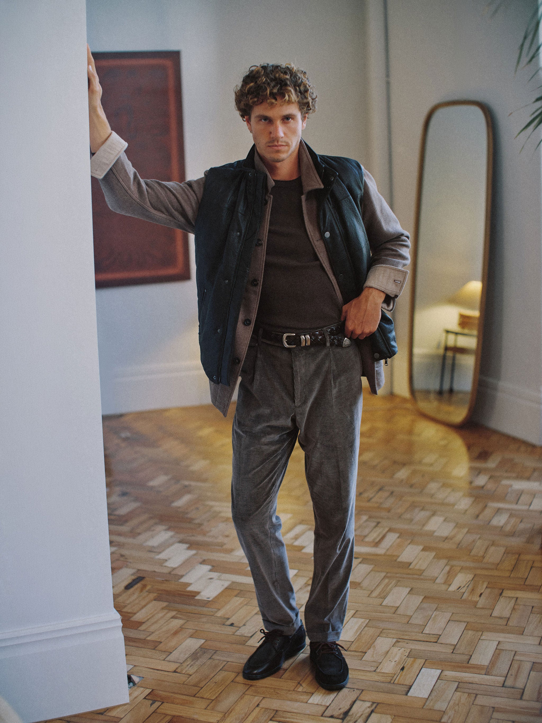 Quilted Leather Vest - Tumbled Grain Lambskin - Chocolate Brown