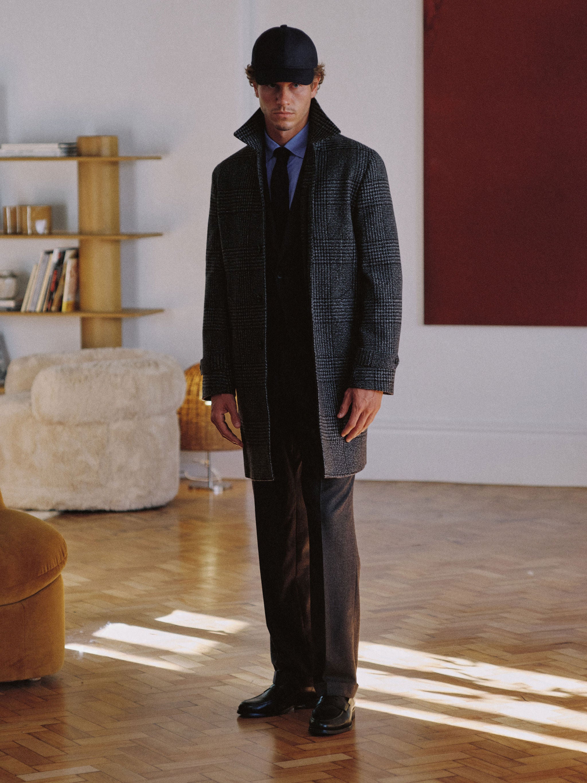 Webster Overcoat - Wool and Cashmere - Slate Grey Prince of Wales