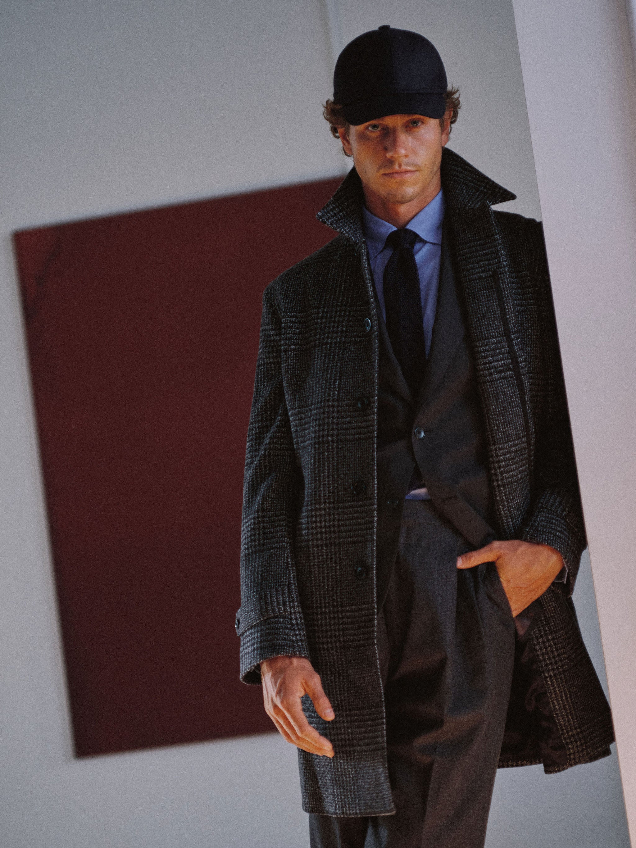 Webster Overcoat - Wool and Cashmere - Slate Grey Prince of Wales