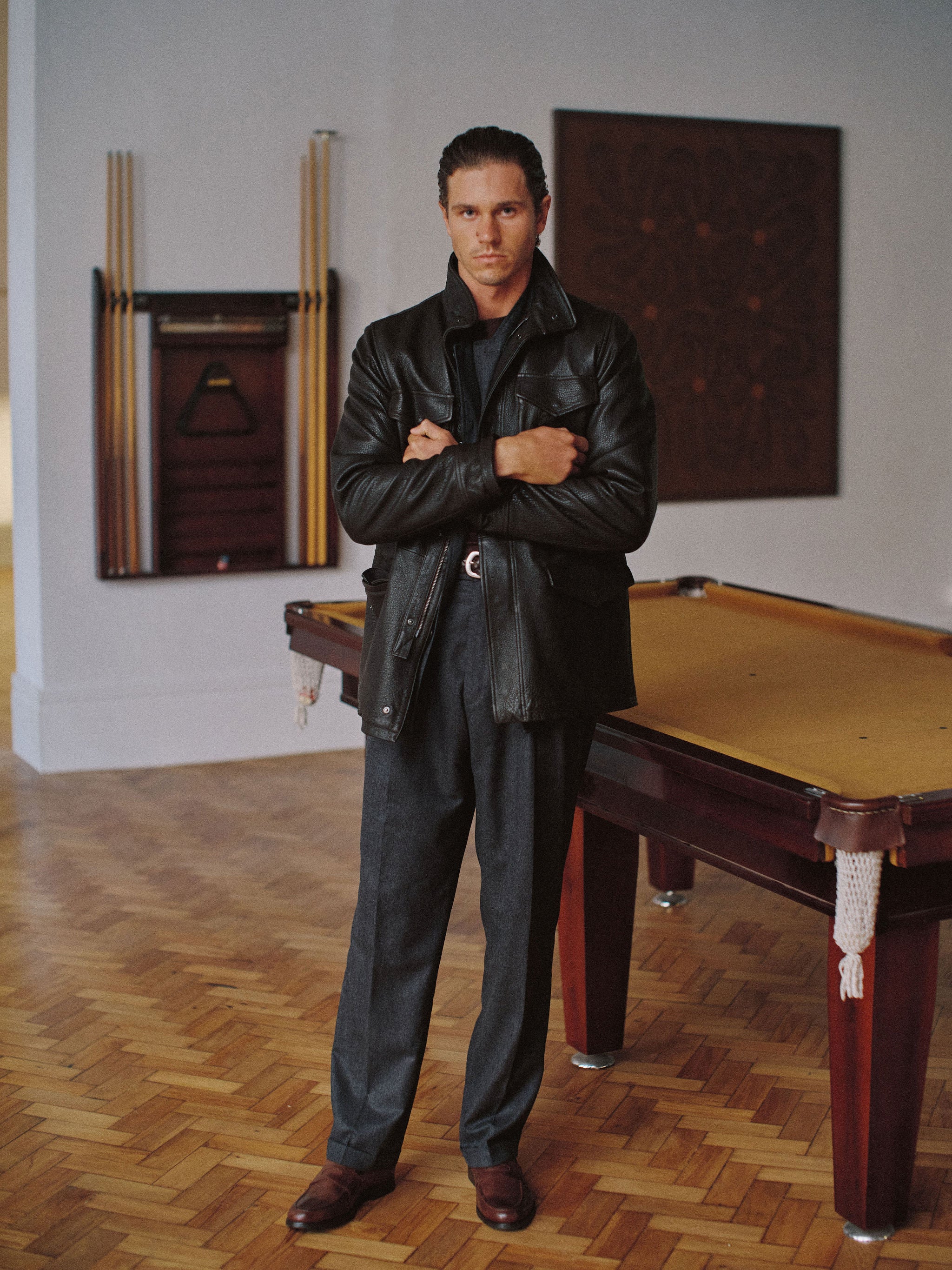 Field Jacket - Tumbled Grain Lambskin Leather - Chocolate Brown