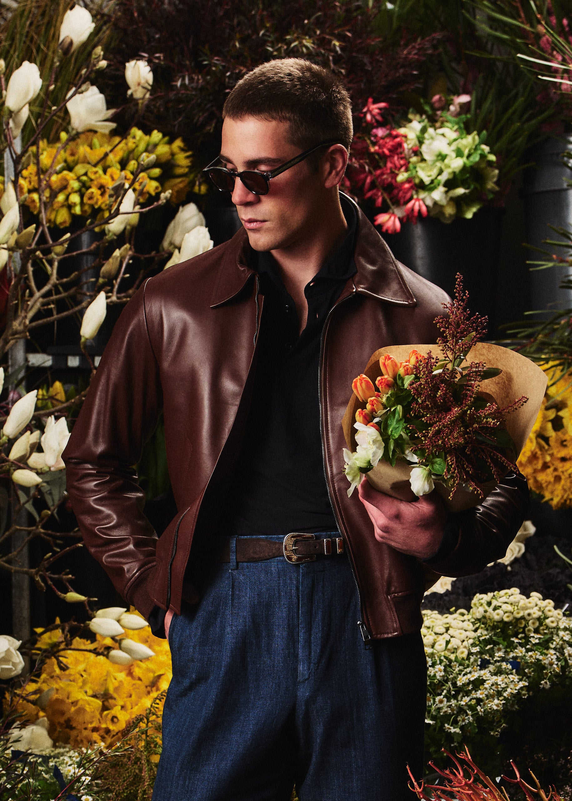 Bomber Jacket - Italian Nappa Leather - Brown