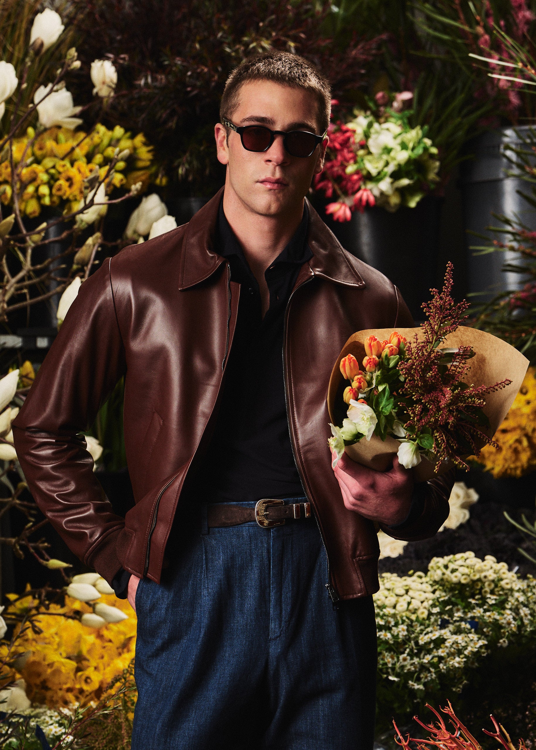 Bomber Jacket - Italian Nappa Leather - Brown