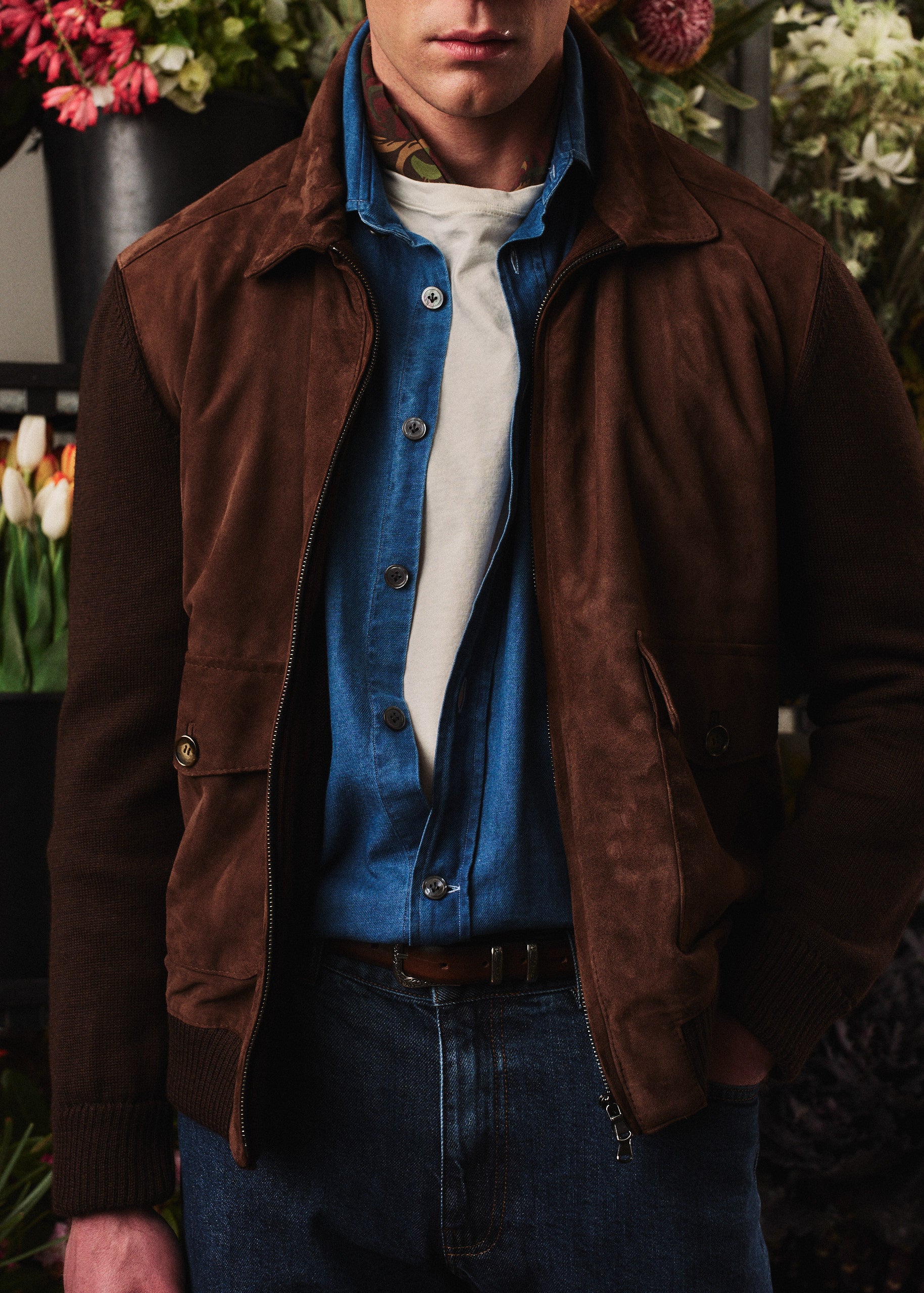 Burnished Belt - Patina Smooth Leather - Brown & Silver