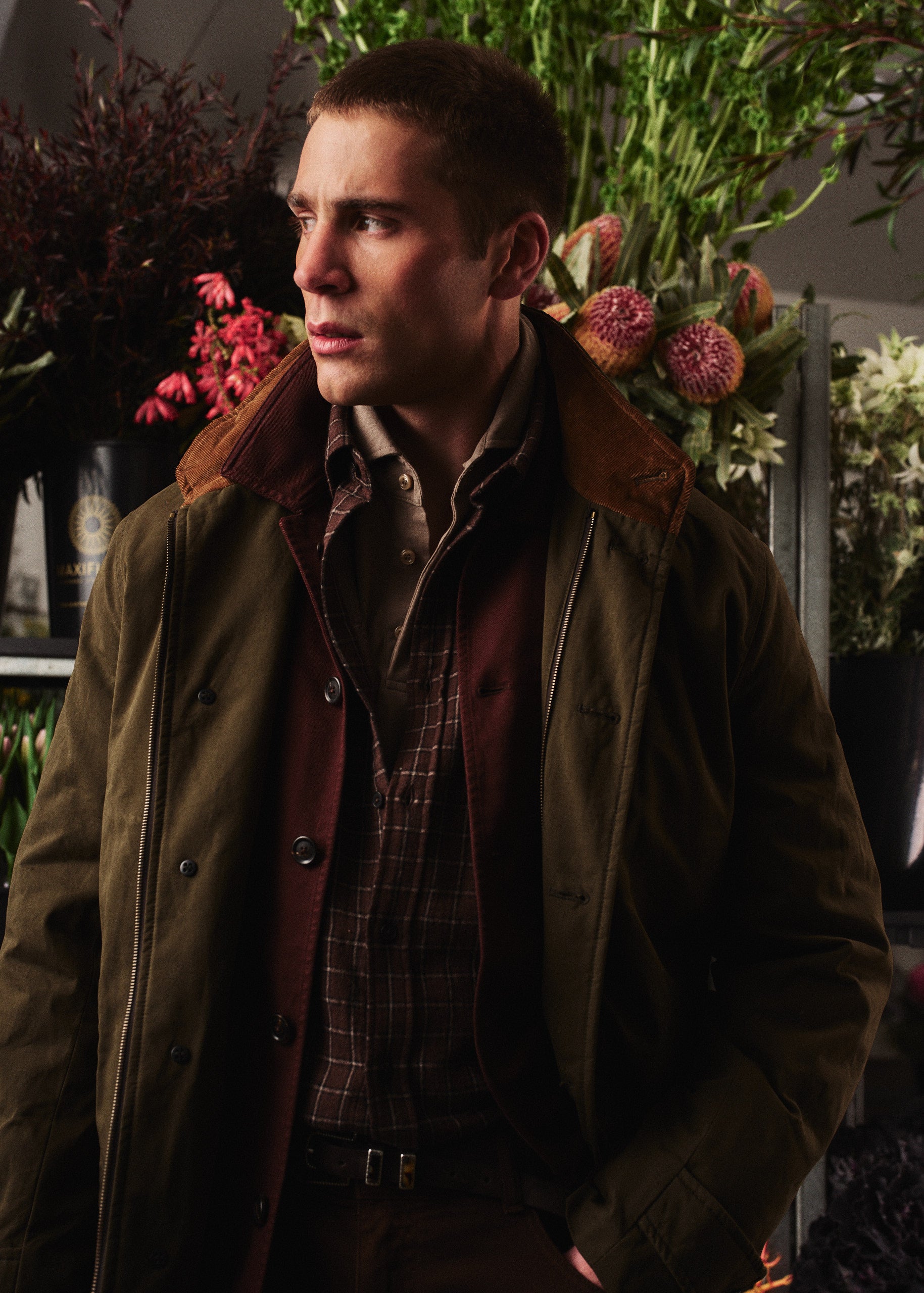 Italian Walking Coat - Water-Repellent Cotton - Olive Green
