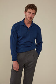 Daylesford Merino Long Sleeved Polo - Indigo