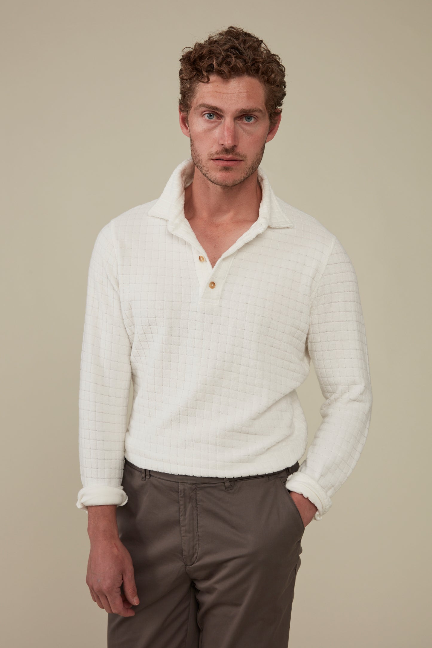 Somers Long Sleeved Terry Polo - Shell