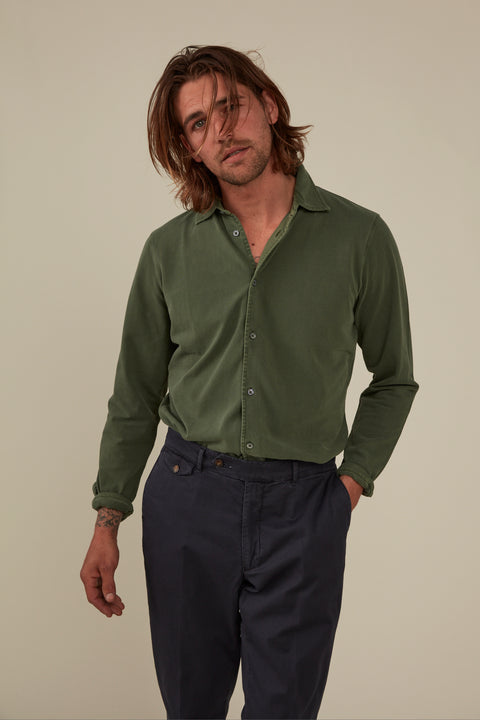Noosa Long Sleeved Pique Cotton Shirt- Wattle