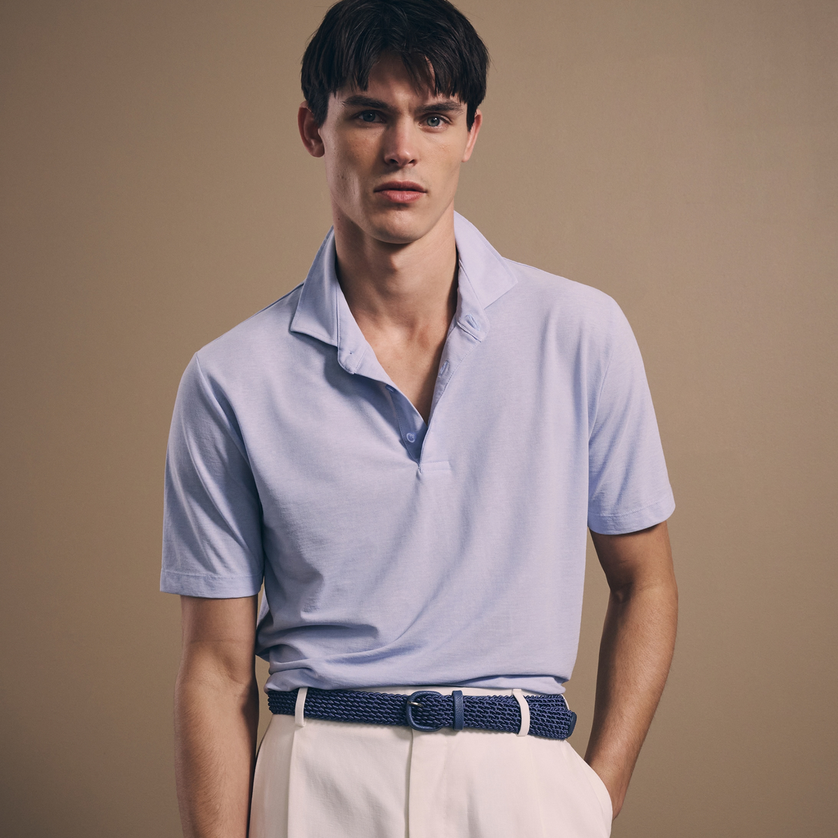 Short-Sleeved Polo - Ice Cotton - Sky Blue