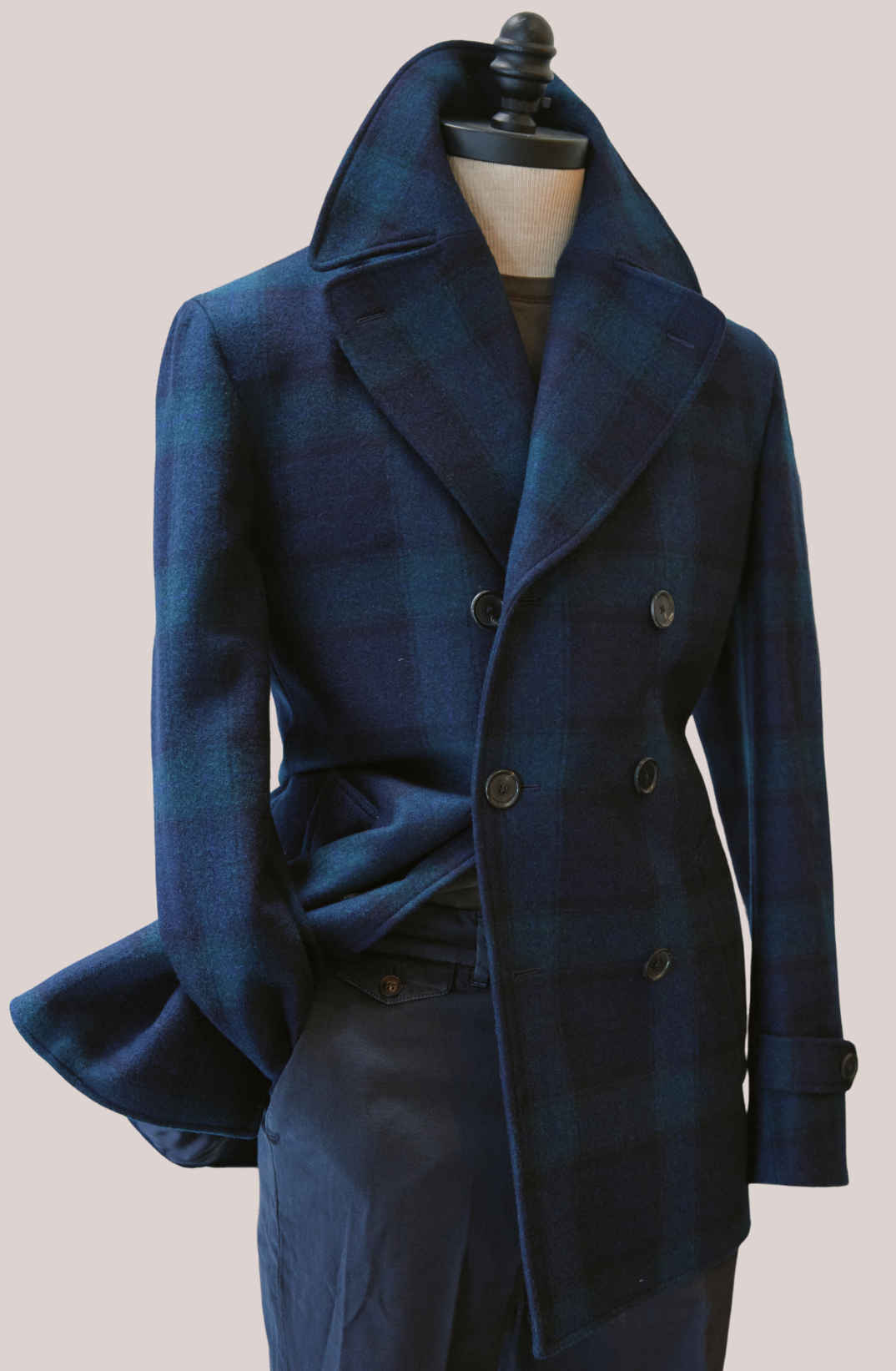 Dunkeld Pea Coat - Black Watch Tartan