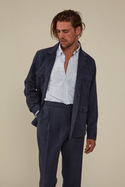 Clifton Linen Overshirt  - Dusty Blue