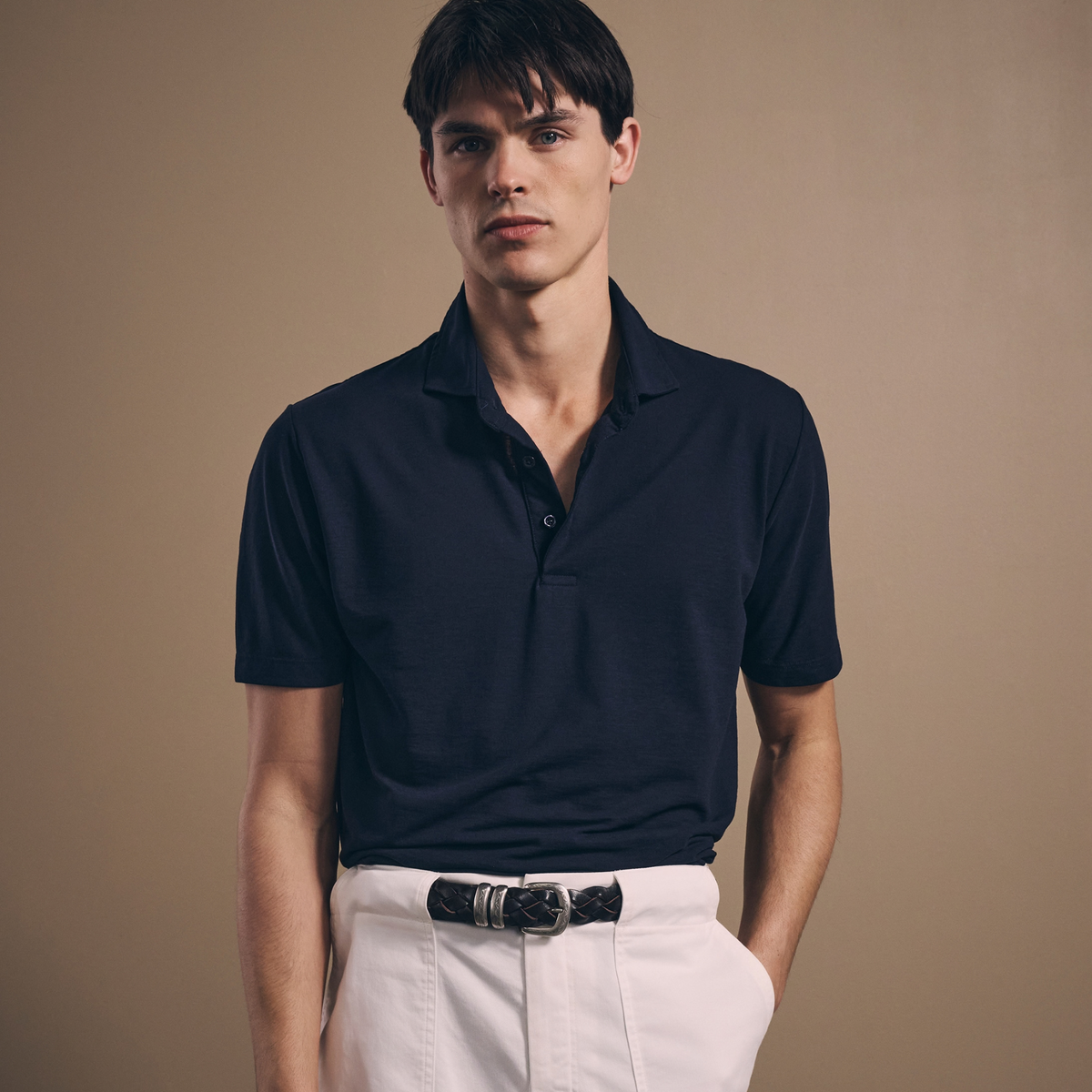 Short-Sleeved Polo - Ice Cotton - Navy Blue
