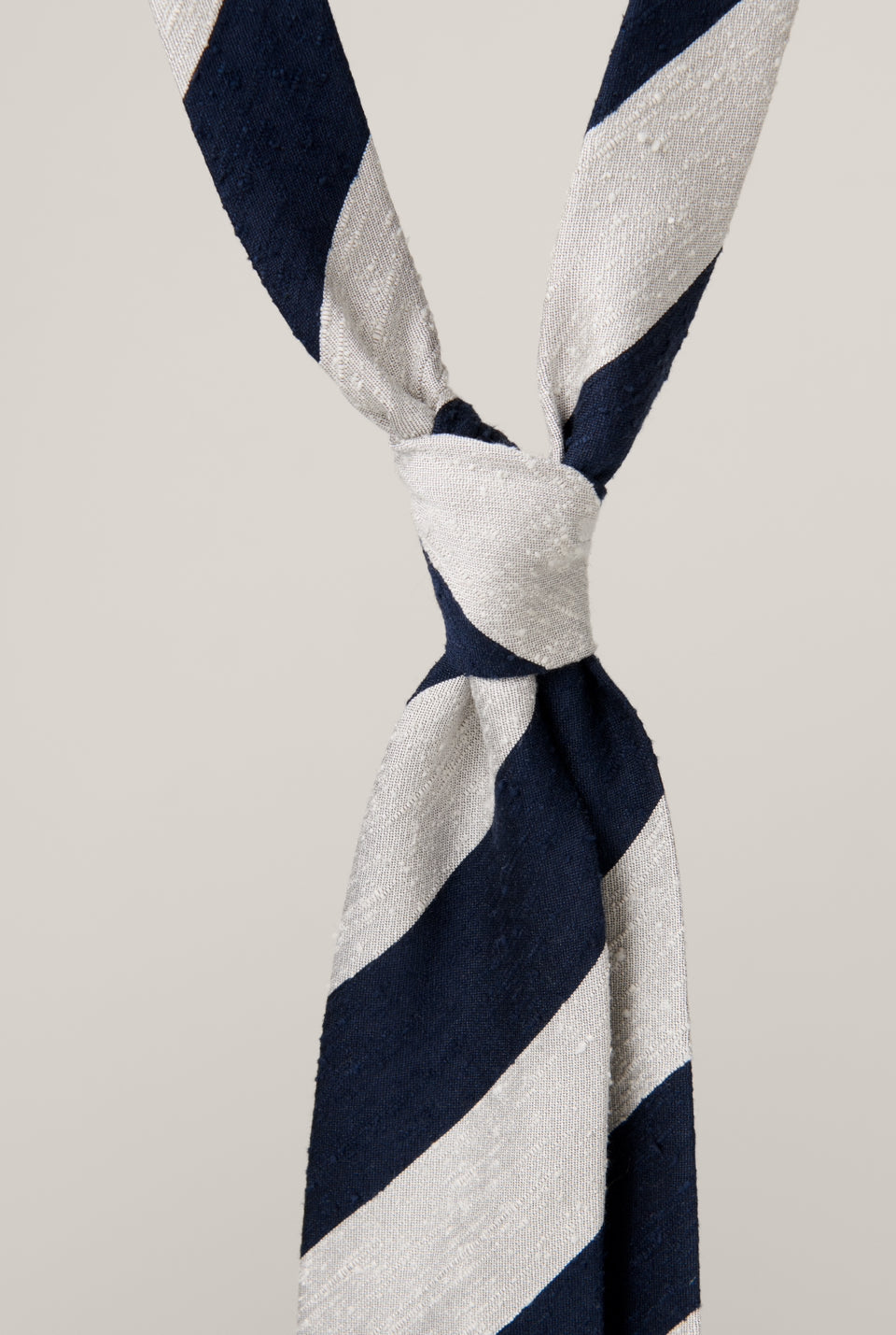 Broad Striped Silk Tie - Navy and Chalk