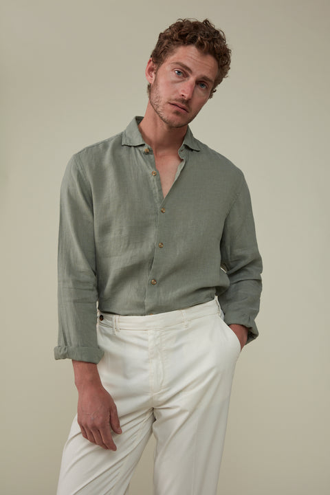 Bronte Garment Dyed Linen Shirt - Wattle