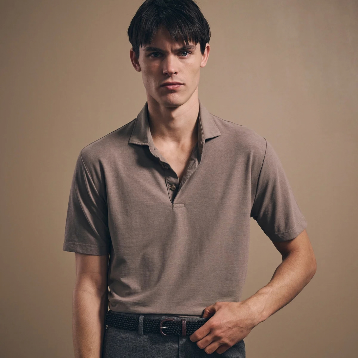 Short-Sleeved Polo - Ice Cotton - Taupe
