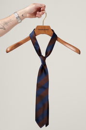 Broad Striped Silk Tie - Navy and Red