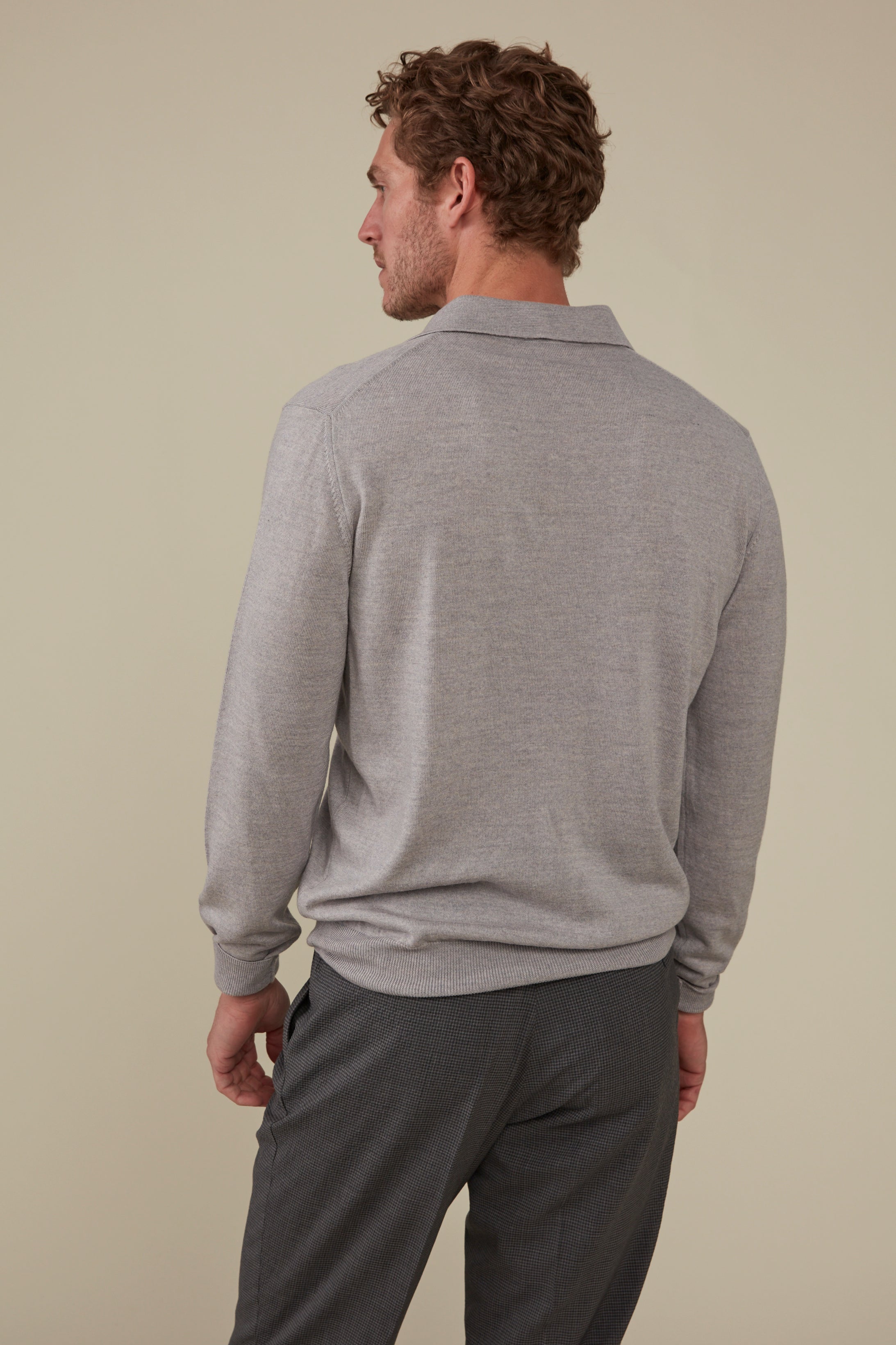 Daylesford Merino Long Sleeved Polo - Fog