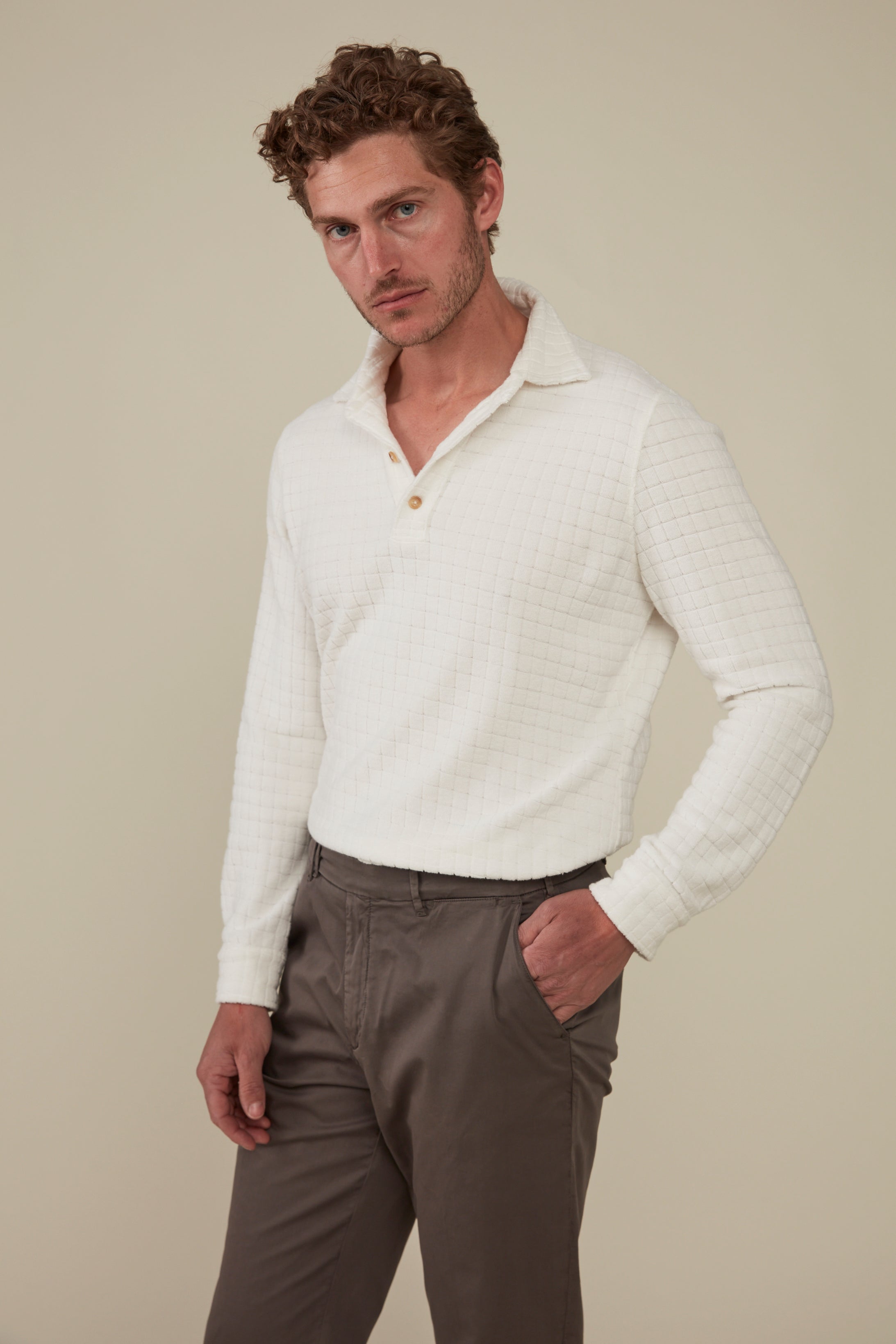 Somers Long Sleeved Terry Polo - Shell