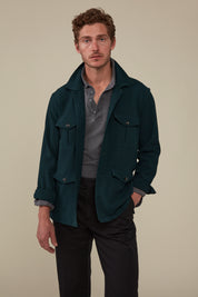 Clifton Seersucker Overshirt Virgin Wool and Mohair- Emerald