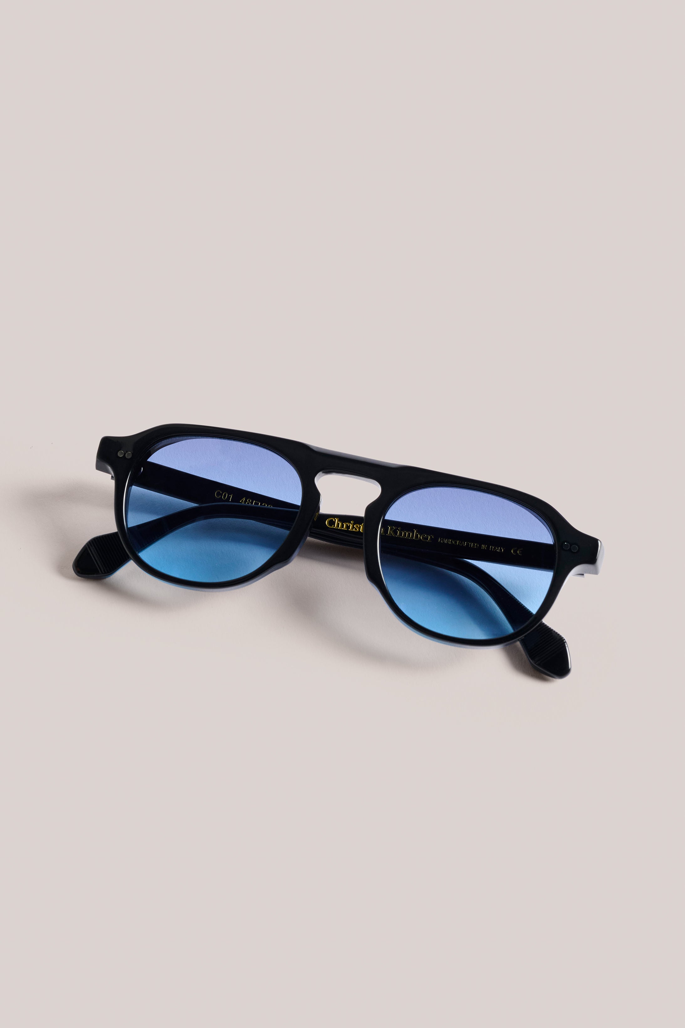 Airey's Aviator Sunglasses - Black Frame / Blue Lens