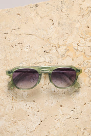 New - Aireys Aviator Sunglasses - Green Frame/Grey Lens