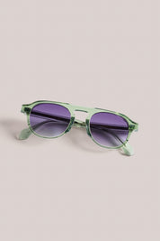 New - Aireys Aviator Sunglasses - Green Frame/Grey Lens