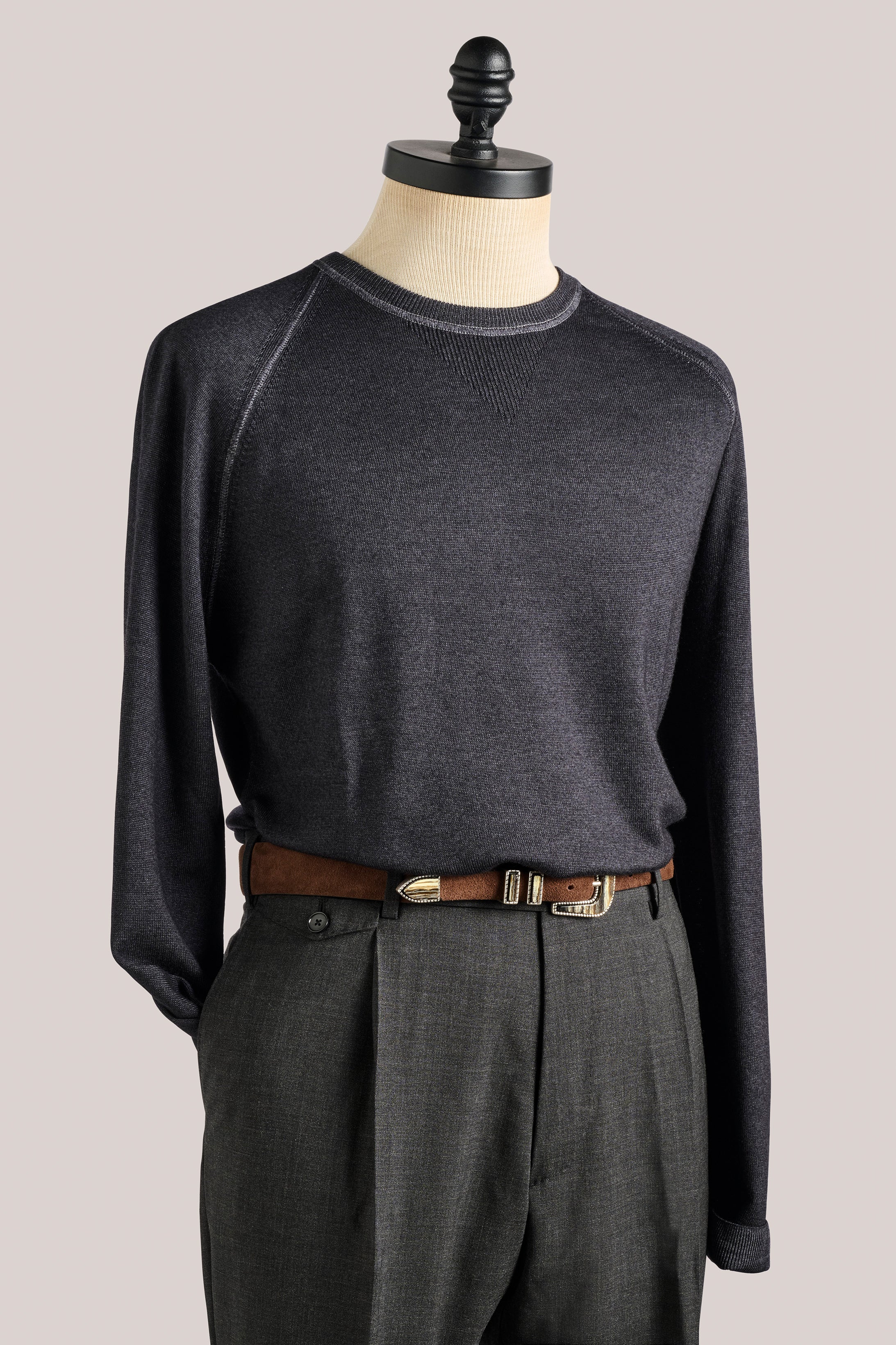 Alcott Raglan Crew Sweater - Wool - Vintage Wash Charcoal