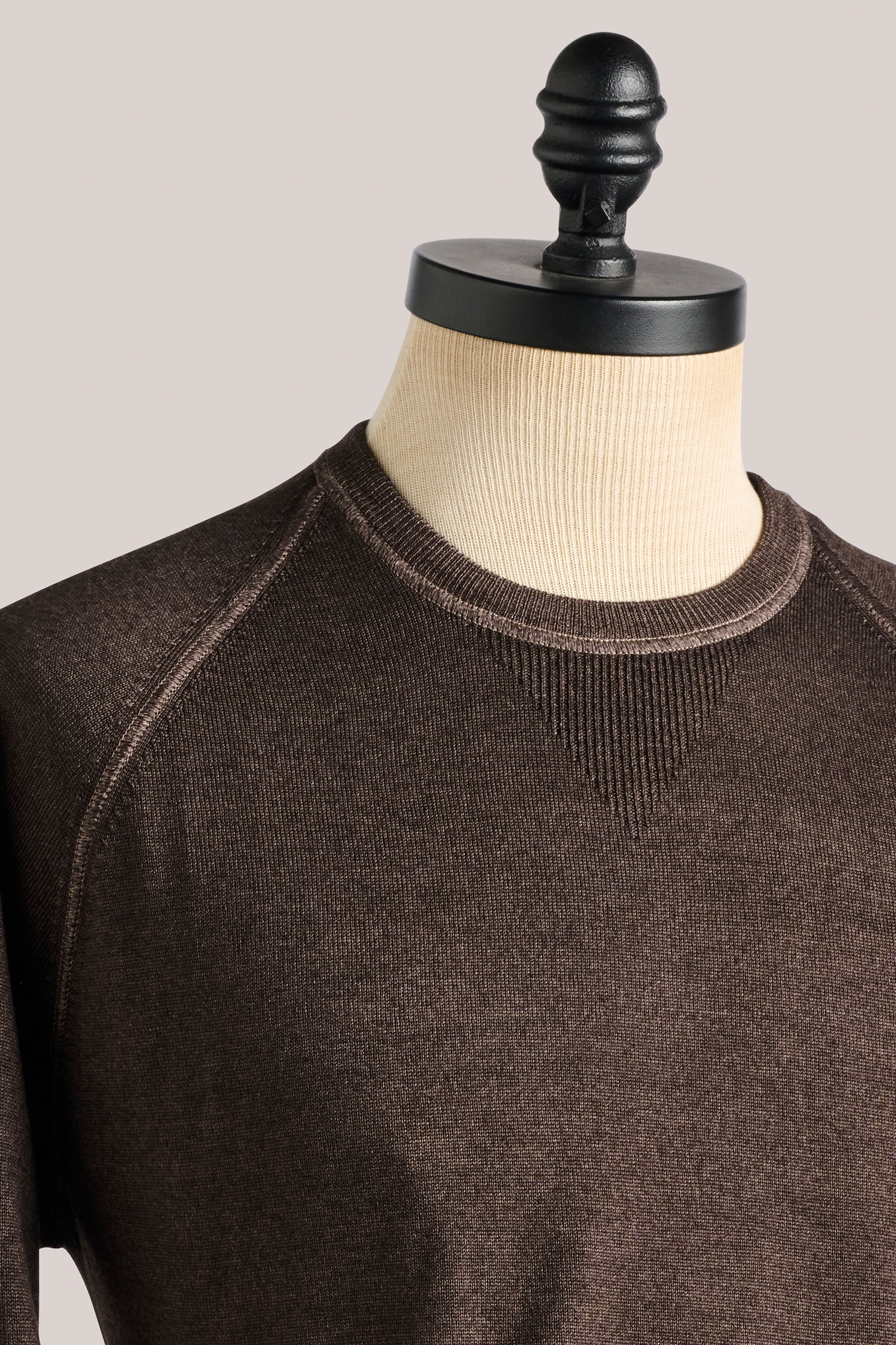 Alcott Raglan Crew Sweater - Wool - Vintage Wash Chocolate Brown
