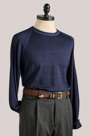 Alcott Raglan Wool Crew - Indigo Blue