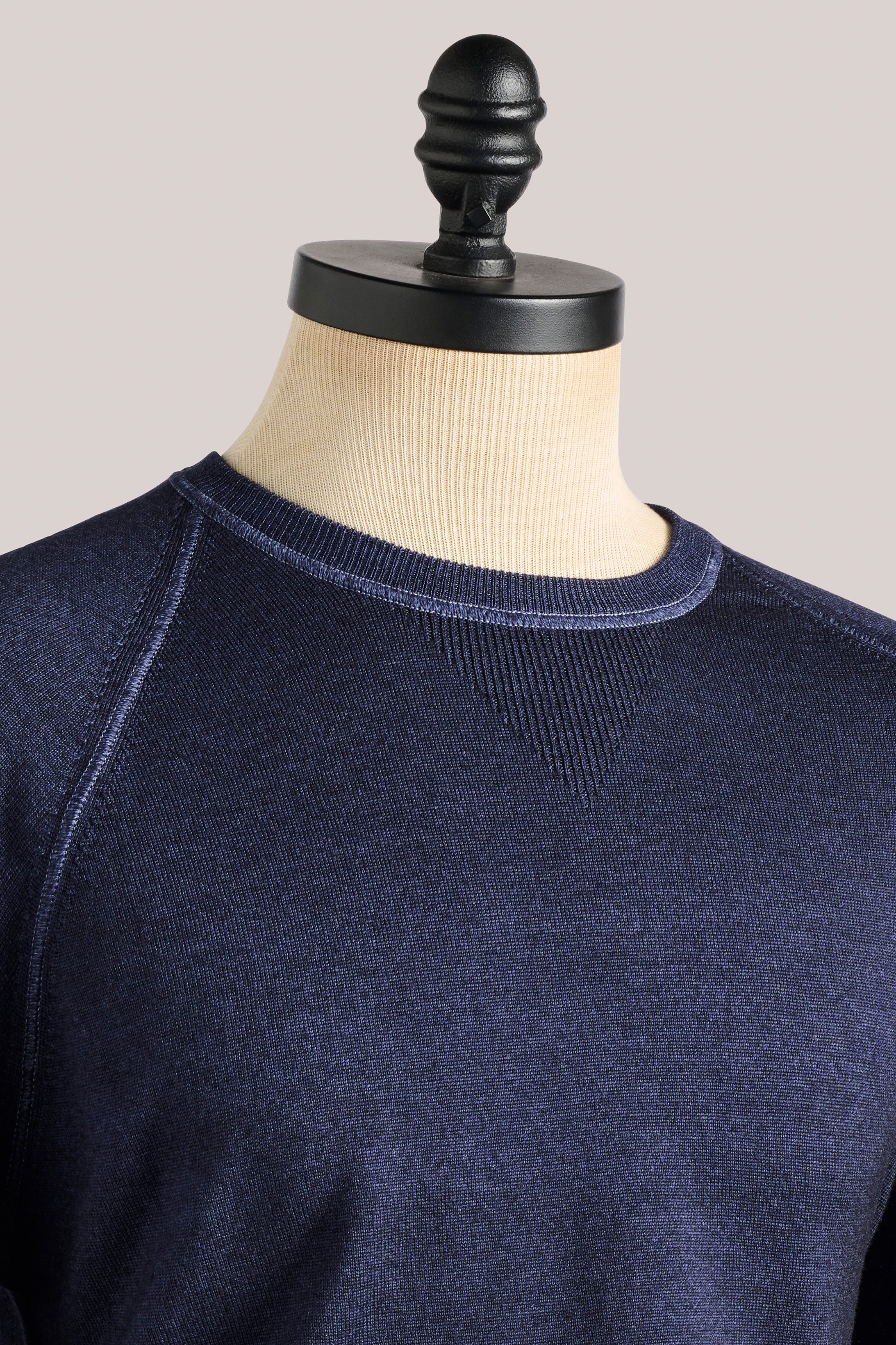Alcott Raglan Crew Sweater - Wool - Vintage Wash Indigo Blue