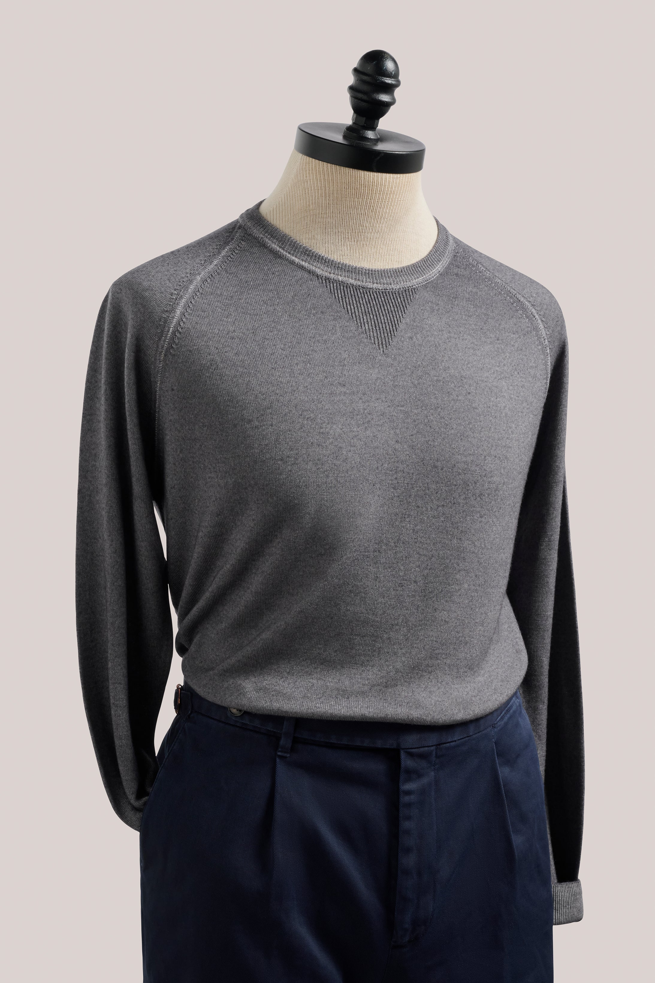 Alcott Raglan Wool Crew - Grey Marle