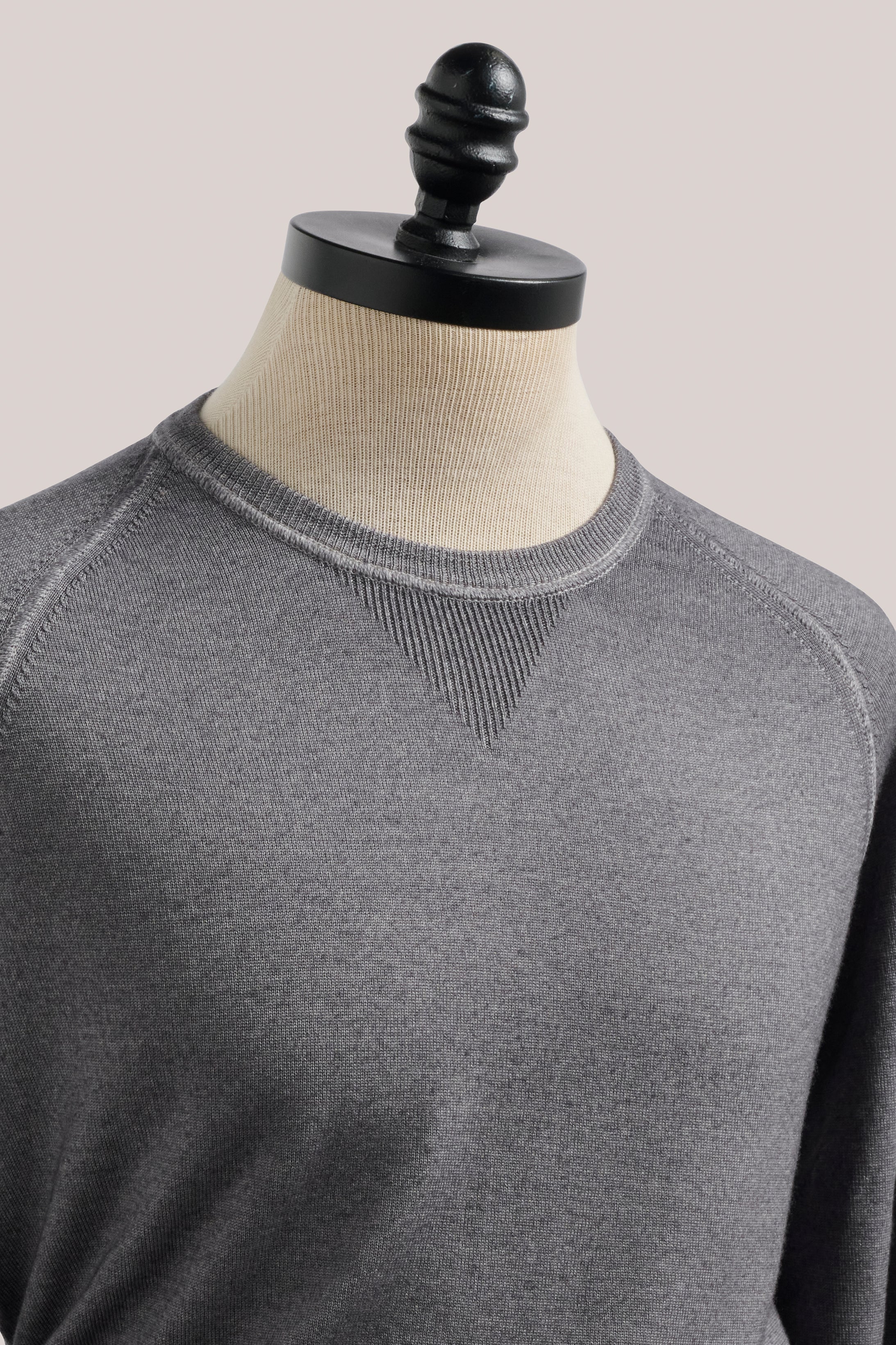 Alcott Raglan Crew Sweater - Wool - Vintage Wash Grey Marle
