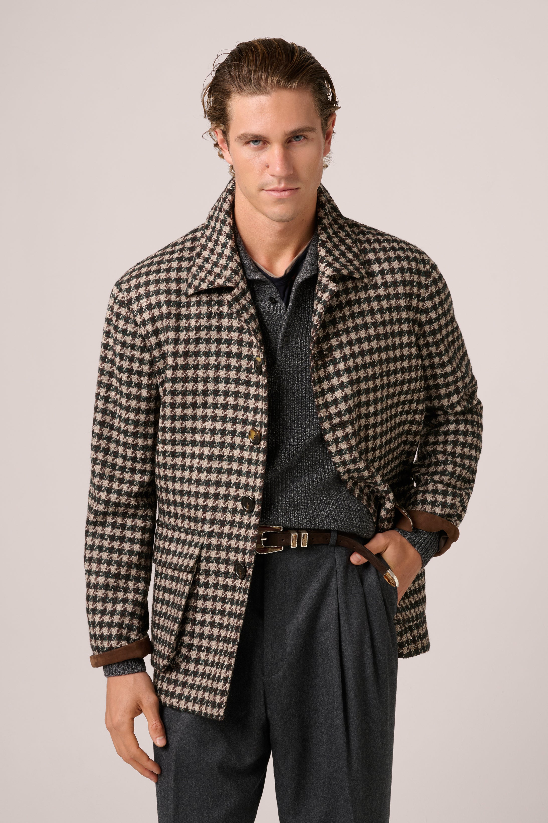 Fitzroy Chore Jacket - Wool & Alpaca - Green, Brown, Sand