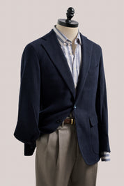Apollo Unstructured Blazer - Wool/Cashmere Jersey - Navy Blue