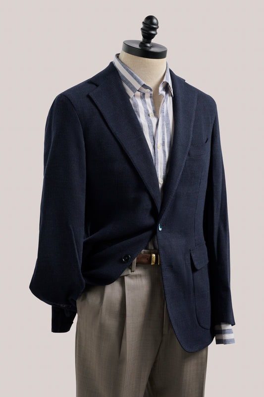 Apollo Unstructured Blazer - Wool/Cashmere Jersey - Navy Blue