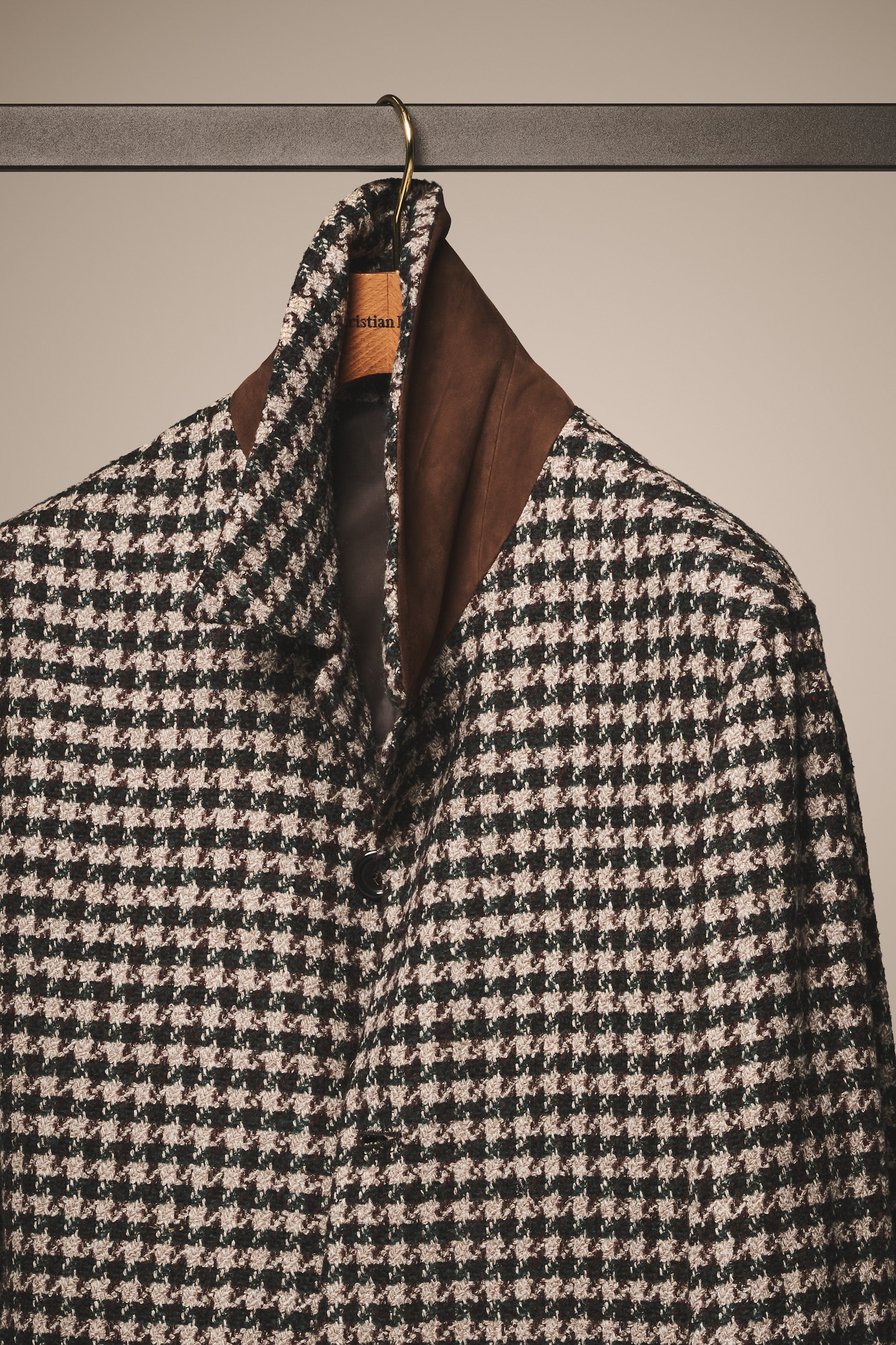 Fitzroy Chore Jacket - Wool & Alpaca - Green, Brown, Sand Houndstooth