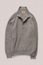 Merricks - Cashmere Raglan Polo - Grey Melange