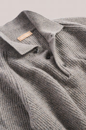 Merricks - Cashmere Raglan Polo - Grey Melange
