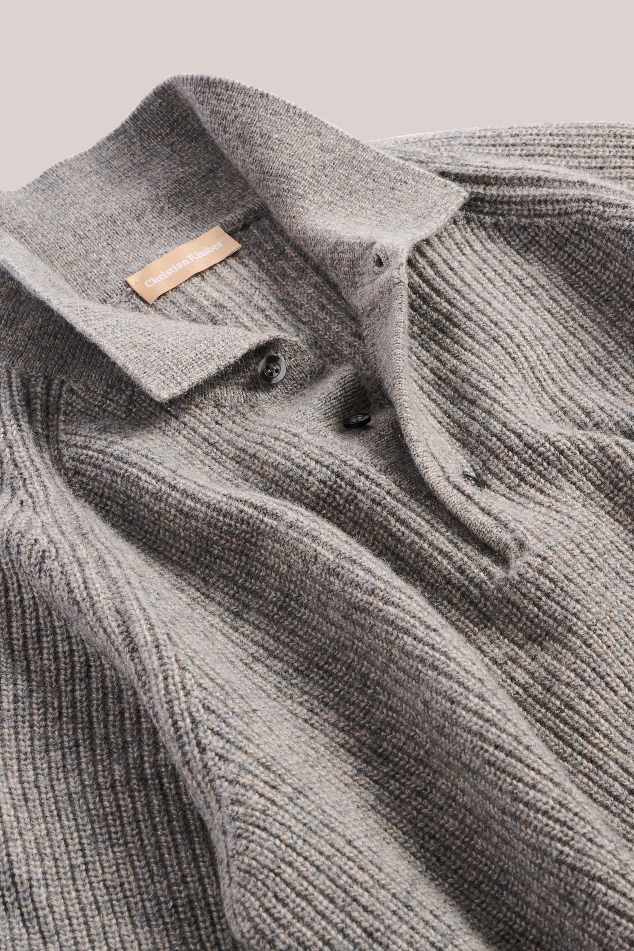 Merricks - Cashmere Raglan Polo - Grey Melange