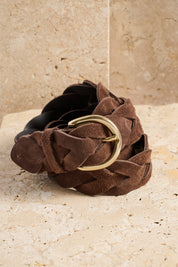 Gordon woven suede belt - Mocha