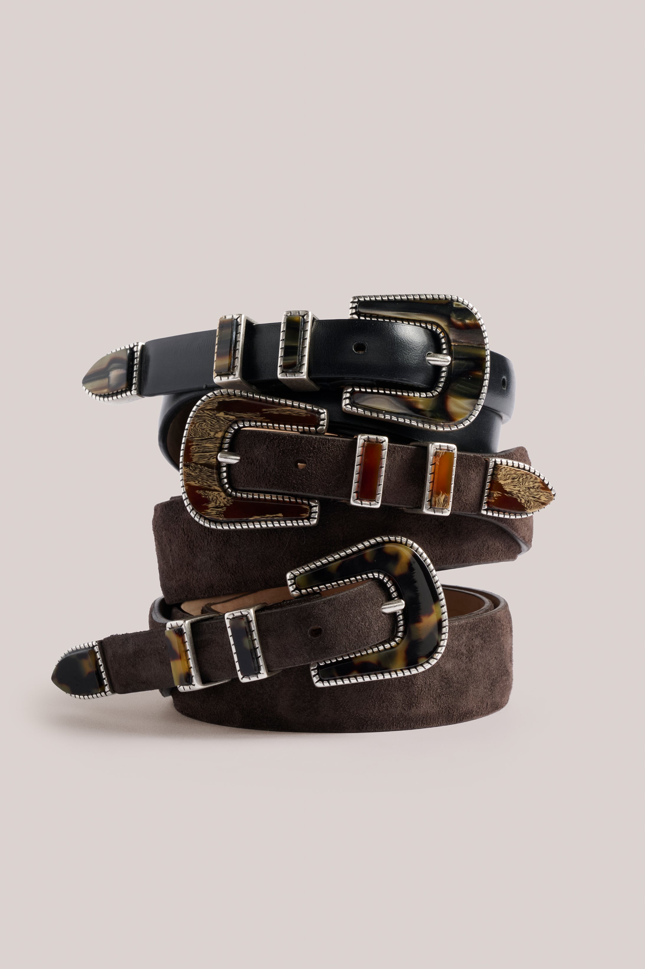 Texas Belt - Black Mother of Pearl - Black Leather