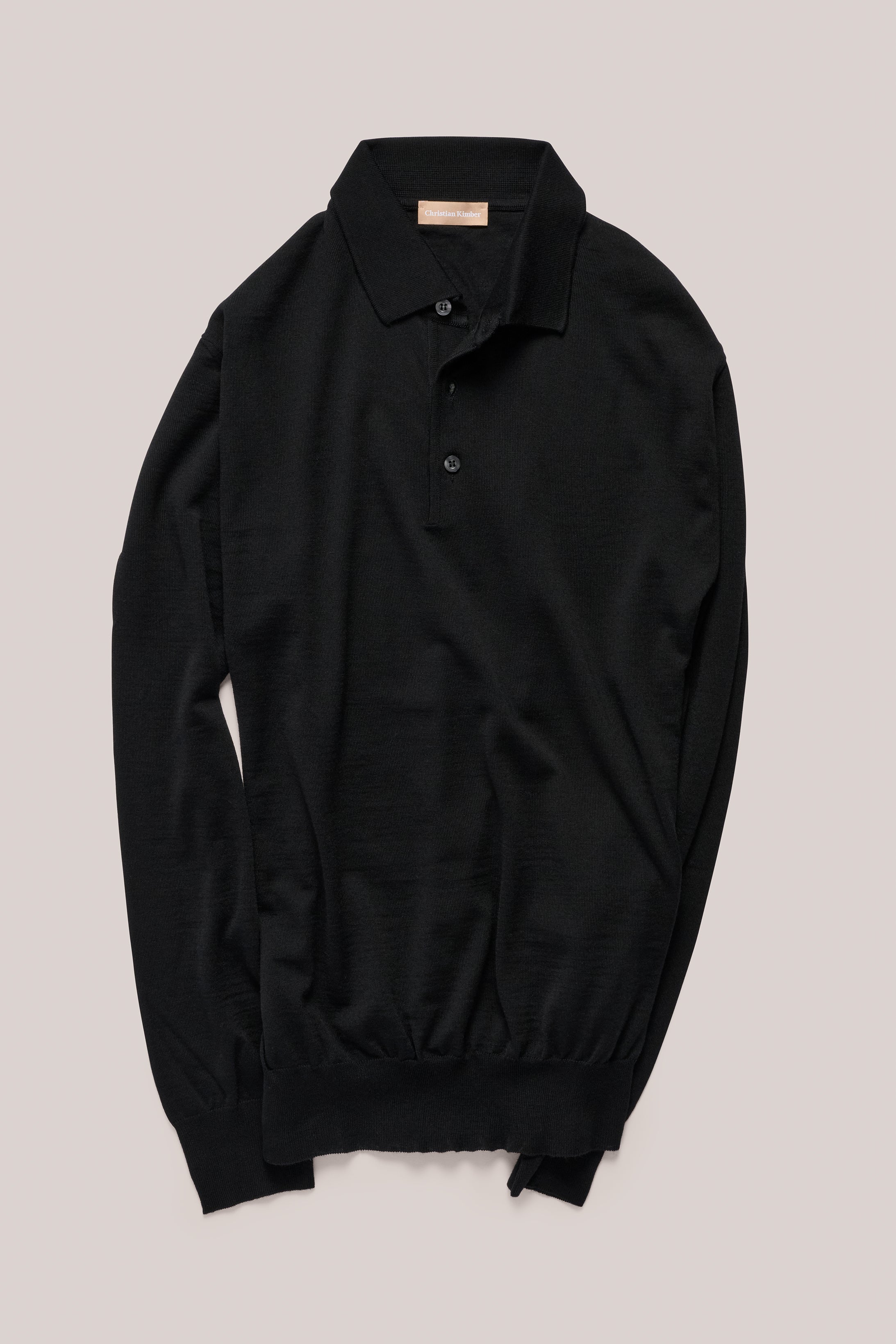 Rye Paperweight Merino Long Sleeve Polo - Noir
