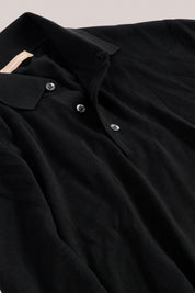 Rye Paperweight Merino Long Sleeve Polo - Noir