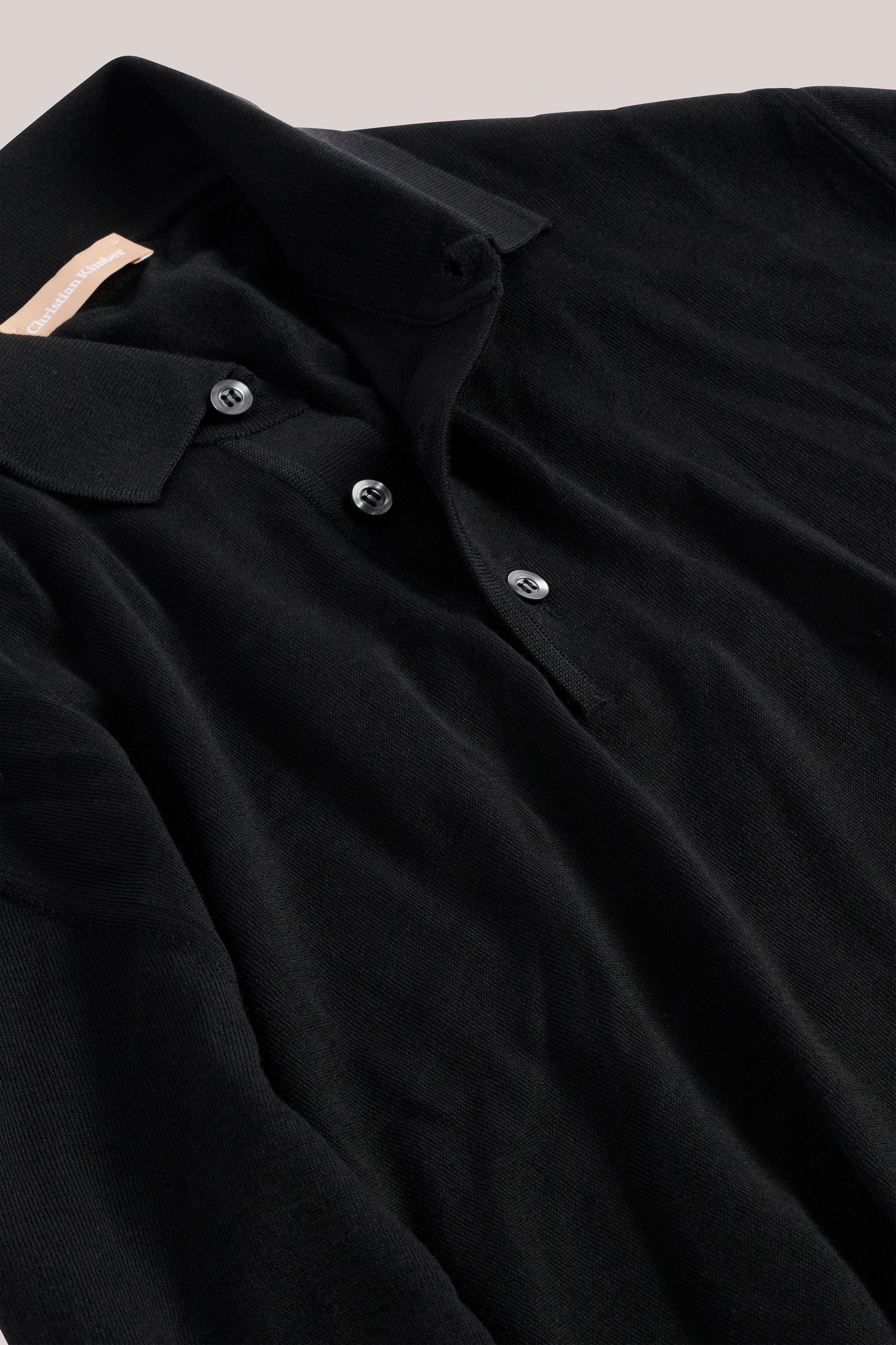 Rye Paperweight Merino Long Sleeve Polo - Noir
