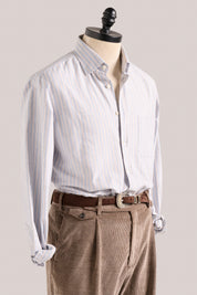 Fenner Essential Oxford Shirt - Sky/Almond Double Stripe