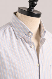 Fenner Essential Oxford Shirt - Sky/Almond Double Stripe