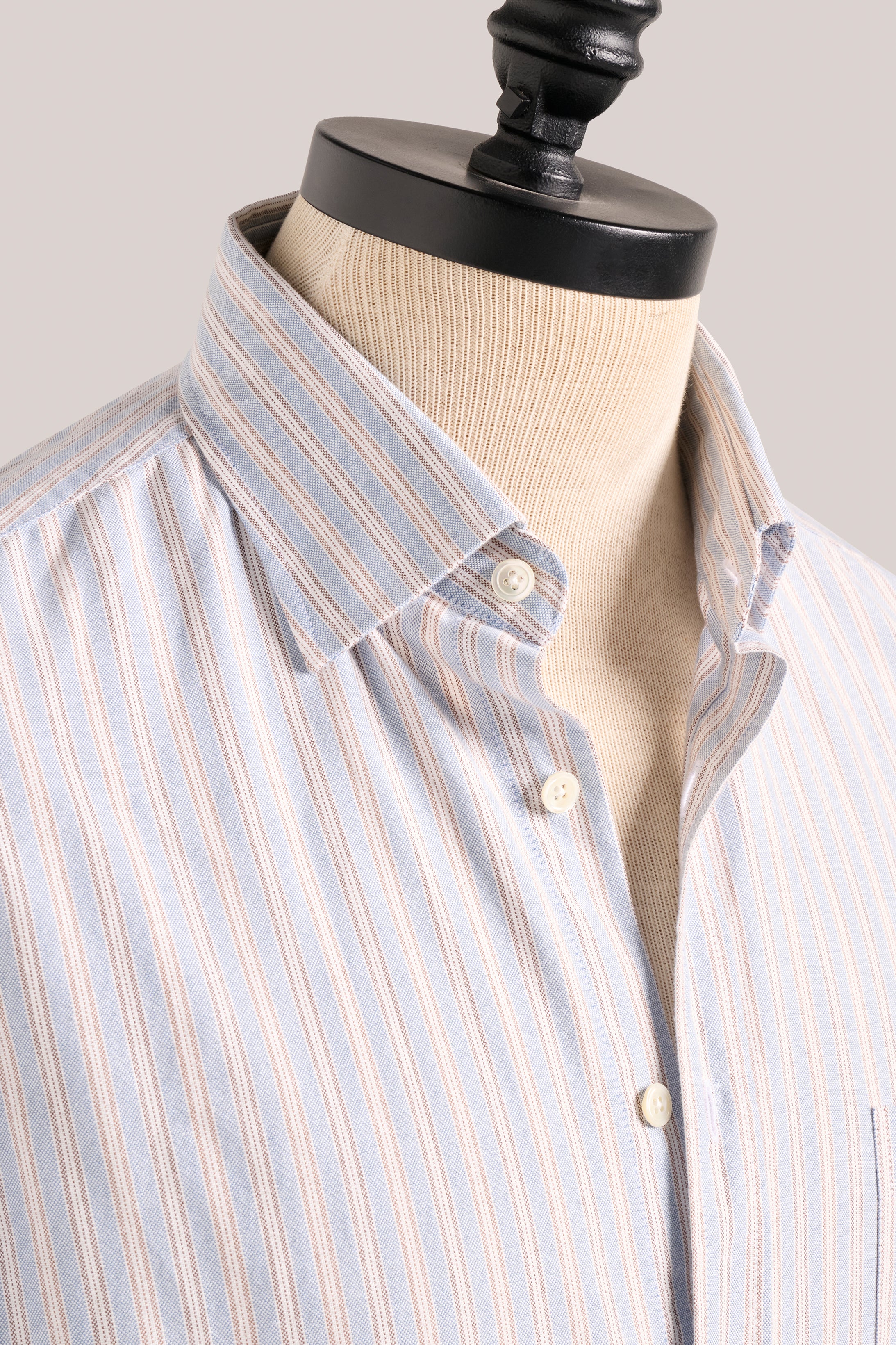 Fenner Essential Oxford Shirt - Sky/Almond Double Stripe