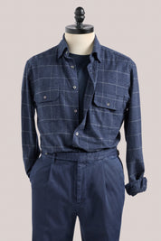 Longford Cotton/Cashmere Overshirt - Navy