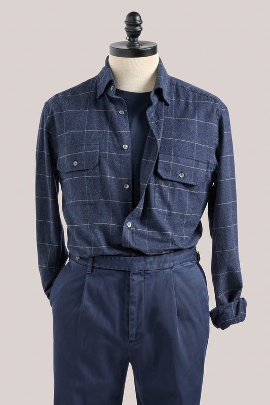 Longford Cotton/Cashmere Overshirt - Navy